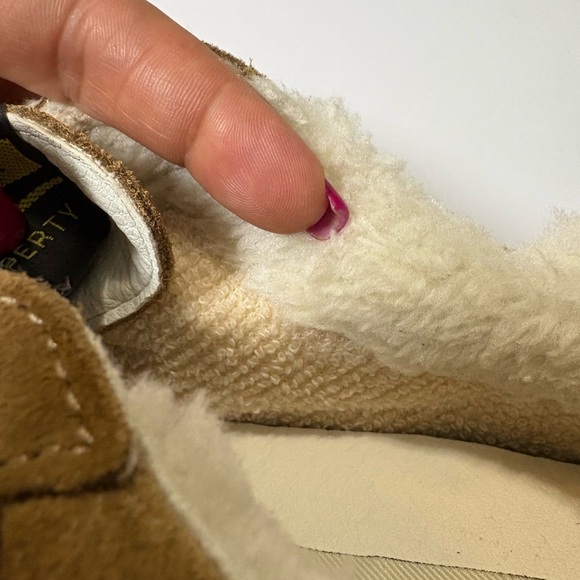 Vintage Havana Belen Chestnut Suede Sneakers w Faux Fur Trim and Gold Accents. 8 - Picture 11 of 15